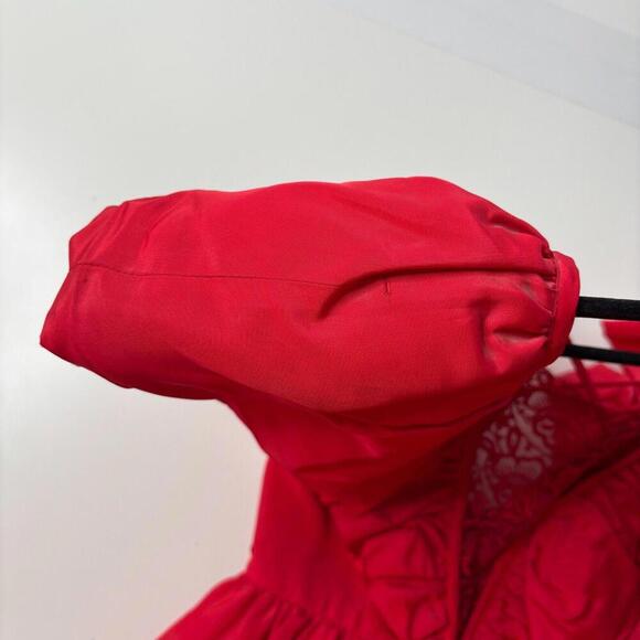 VTG Climax 80s‎ David Howard Red Party Prom NYE Dress Ruffles Dramatic 3/4 *XXS - Picture 9 of 12